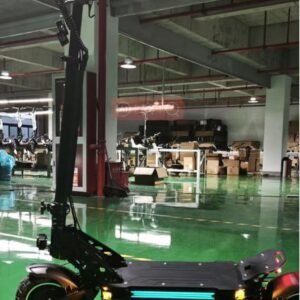 KEYLESS 1200W electric scooter with deck LED strip, inside the assembly hall