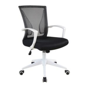 LATTICE WHITE office chair, front three-quarter view on white