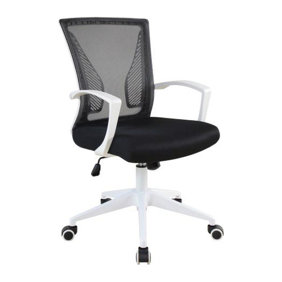 LATTICE WHITE office chair, front three-quarter view on white