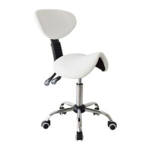 SADDLE TILT office chair, front three-quarter view on white